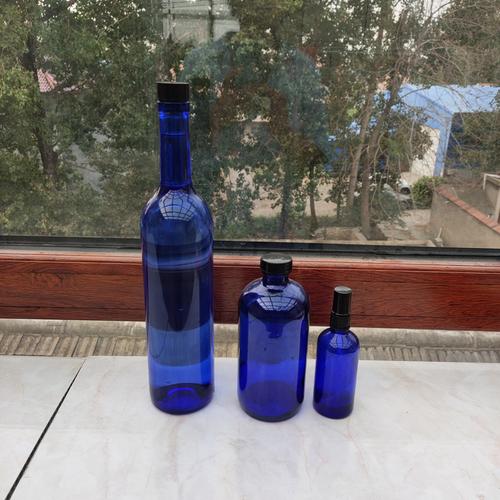 廠家批發原色零極限正品太陽水瓶藍色玻璃水瓶零極限清理玻璃容器